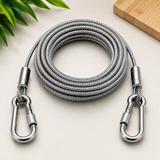 Heavy Duty Clothesline Steel Cable with Hooks for Indoor and Outdoor Drying
