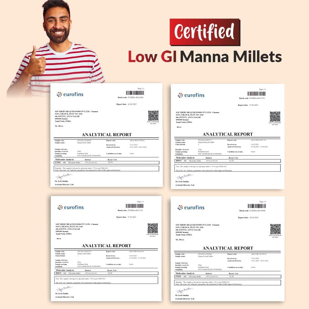 Manna Millets 2.5Kg - Natural Grains Combo Pack of 5 | Unpolished Millets | Siridhanya | Foxtail 500g, Kodo 500g, Proso 500g, Little 500g, Barnyard 500g | Native Low GI Millet Rice | Nutrient Powerhouse, High Protein & 100% more Fibre than Rice view 2