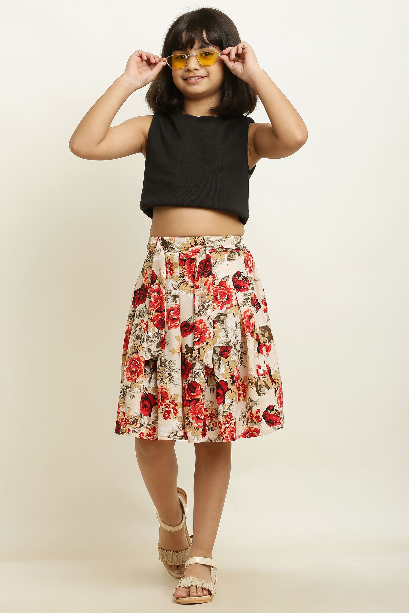 Tinkle Trendy Cream Skirt For Girls. view 2