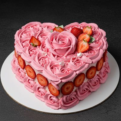 Pink Rose Heart Strawberry