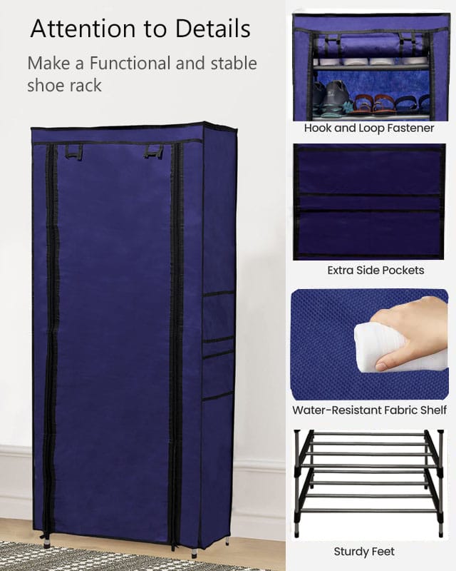 Philoshop 9 Layer Metal Shoe Rack with Dustproof Non-Woven Fabric Cover – Spacious & Stylish Storage Organizer view 2
