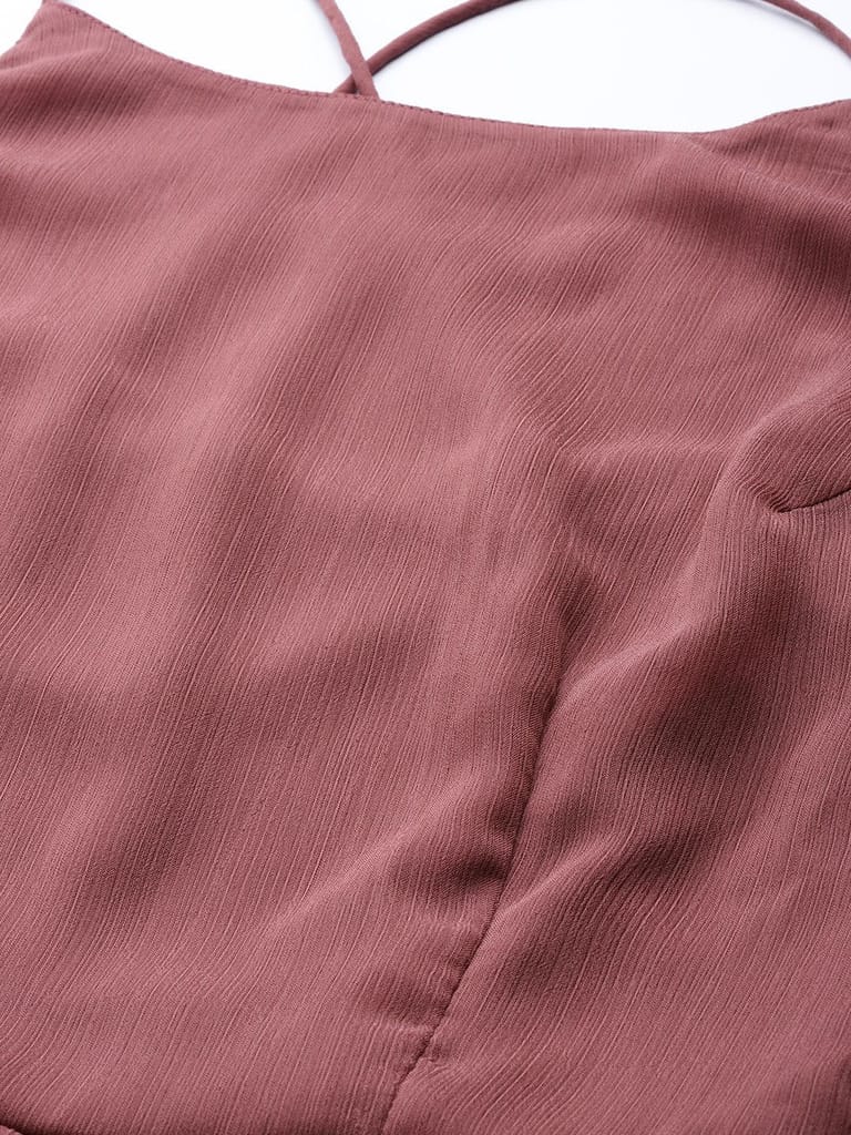 Dusty Pink Halter Neck Semi Sheer Maxi Dress view 2