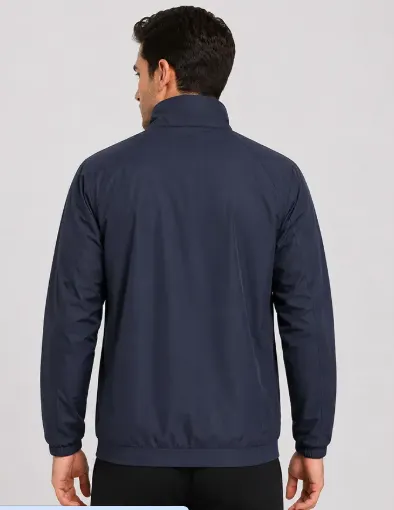 Dark Blue Unisex Dry Fit Sports Wind Cheater Jacket view 2