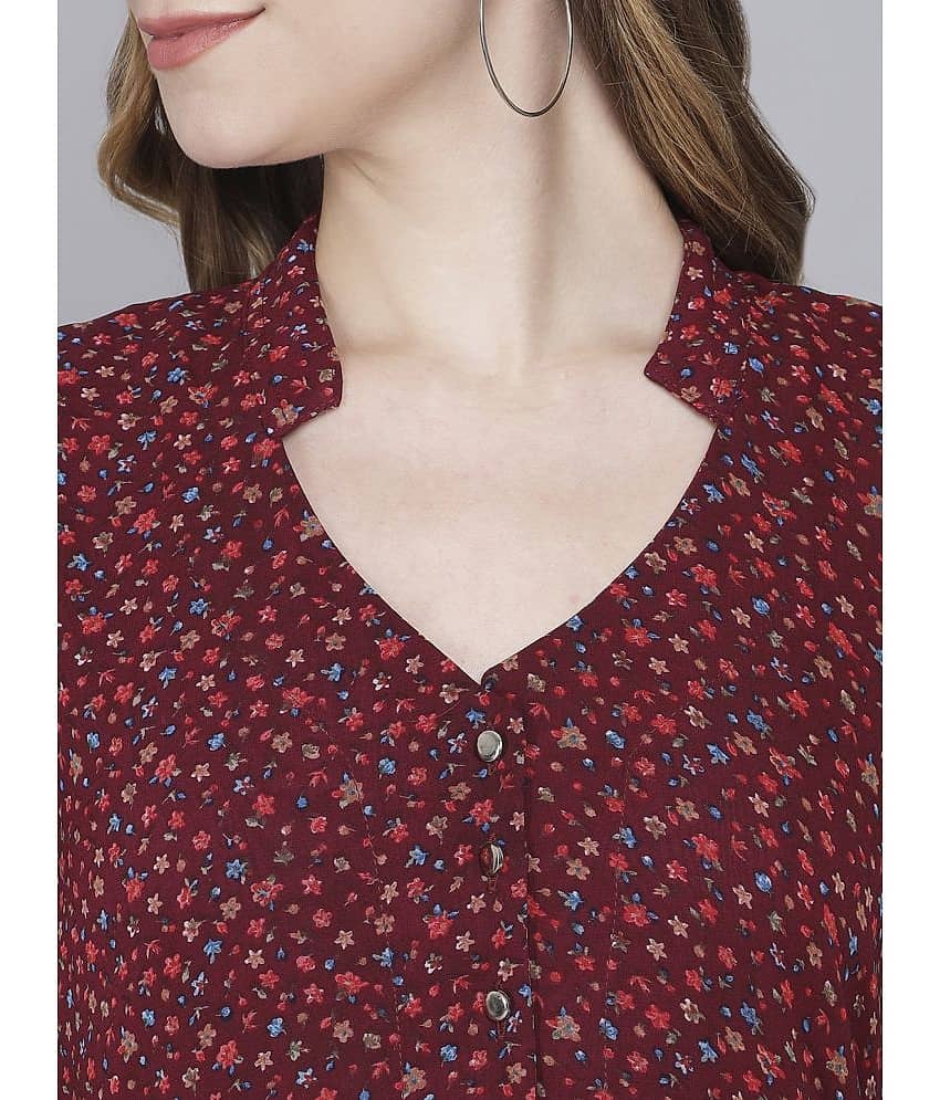 TOGZZ Women Georgette Printed A-line Dress ( Red ) view 2