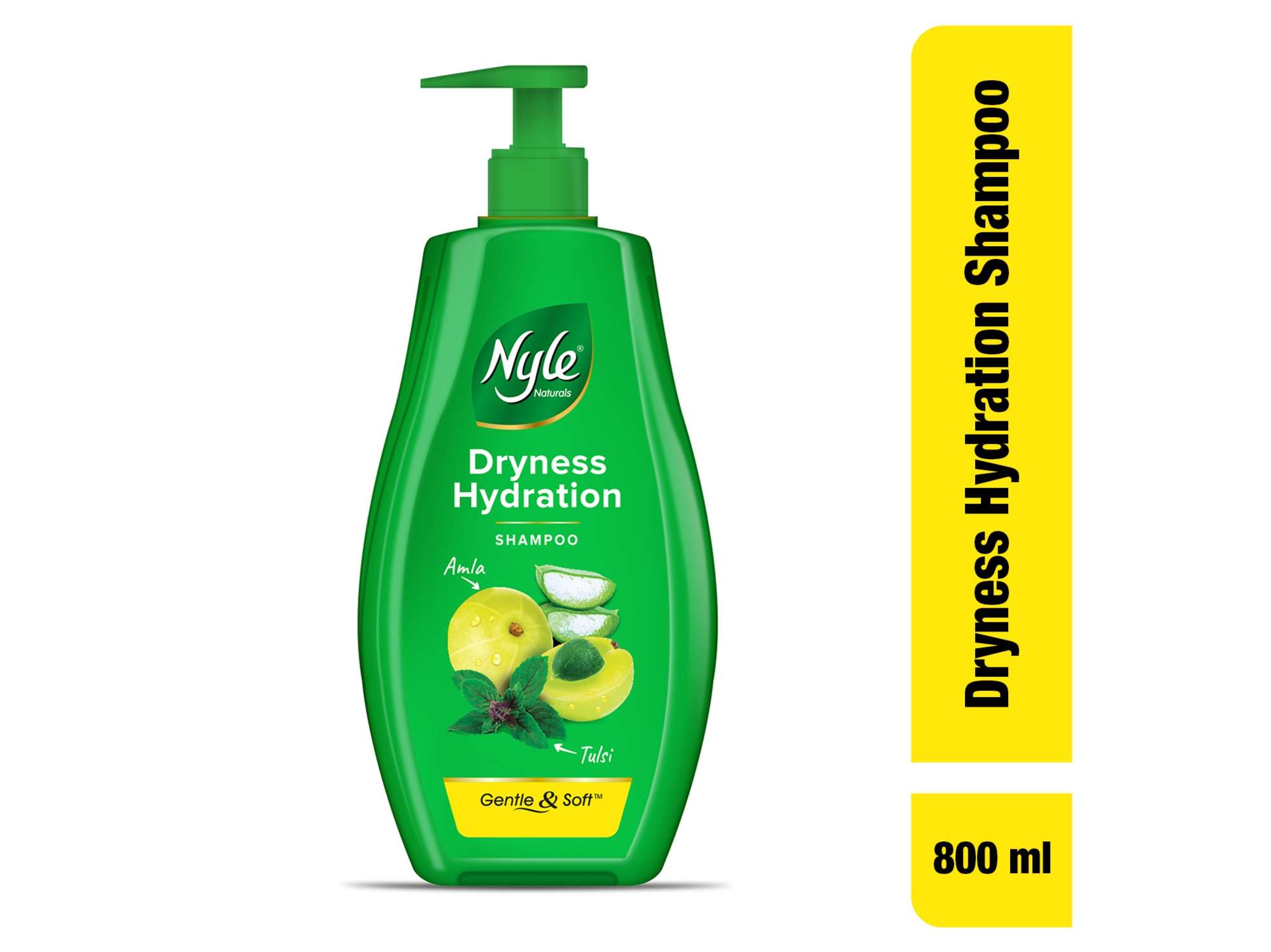 Nyle Naturals Dryness Hydration Shampoo, with Tulsi, Amla and Aloe Vera, pH Balanced and Paraben Free, For Men & Women, 800 ml