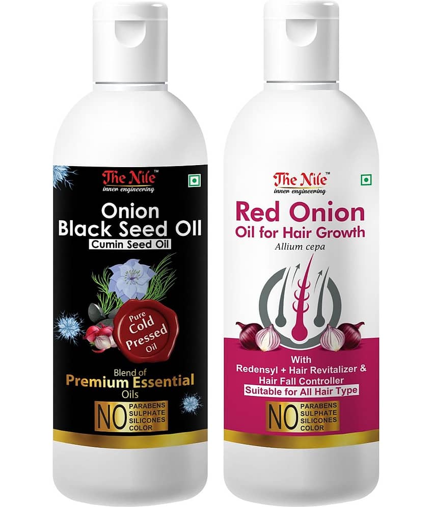 The Nile Onion Black Seed 150 ML + Red Onion 200 ML Hair Oil 350 mL Pack of 2