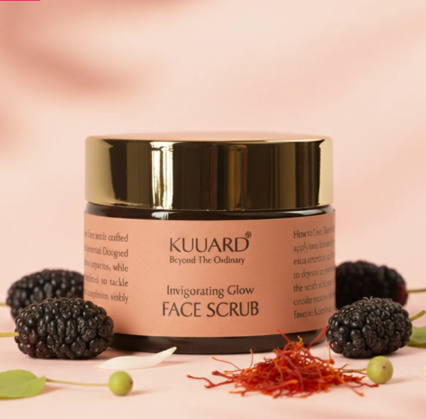 Kuuard Exfoliating Face Scrub | Remove Dead Skin, Pigmentation, Blackheads & Reduce Fine Lines | Mulberry, French Clay & Bakuchiol