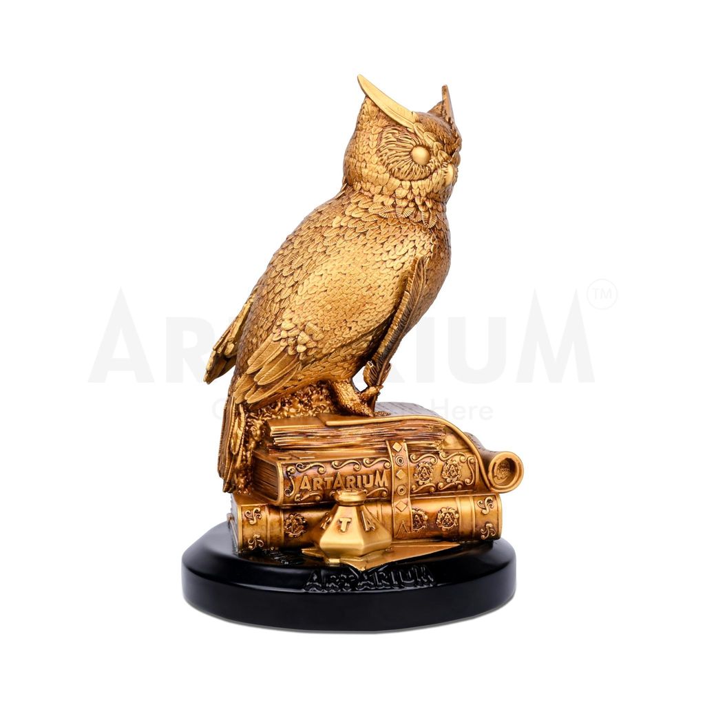 Artarium Horned Owl of Wisdom Decorative Statue Showpiece for Money Wisdom, Handmade Sculpture, Feng Shui Bird, Figurine for Living Room Office Desk (1 Piece) view 2