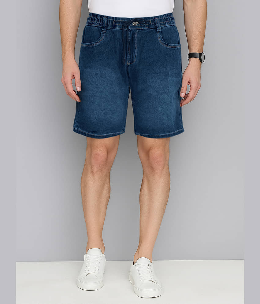 plounge Blue Denim Men's Denim Shorts ( Pack of 1 )