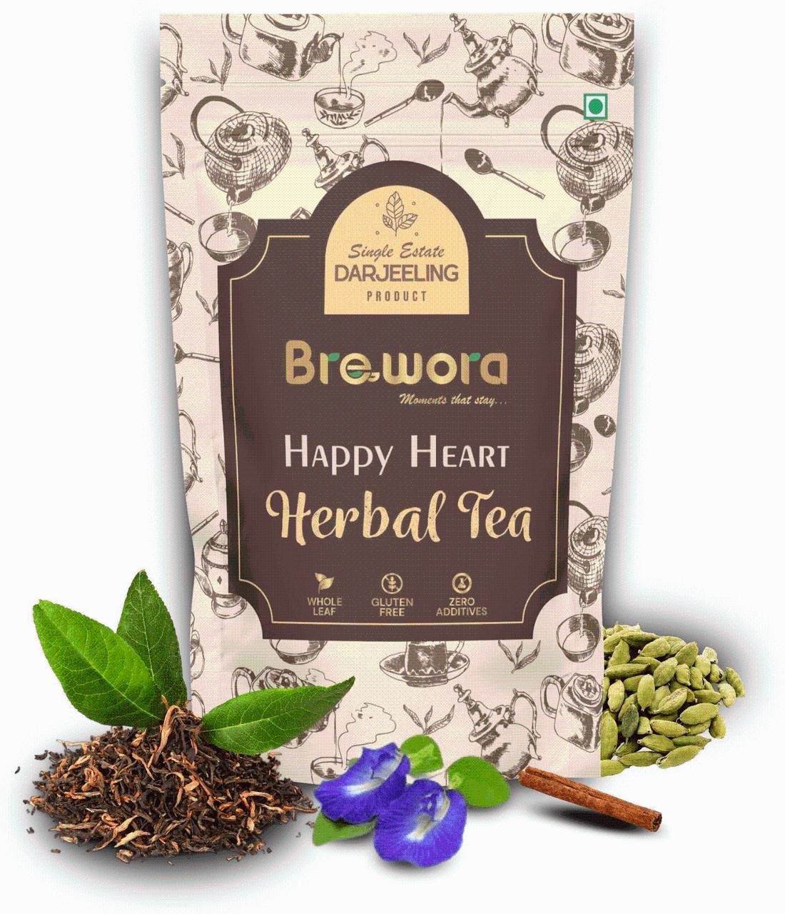 Brewora Happy Heart Herbal Tea Pouch - 100g
