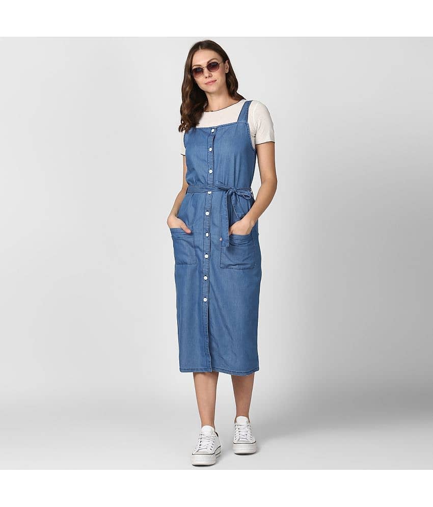 StyleStone Women Denim Fit & Flare Dress ( Blue ) view 2