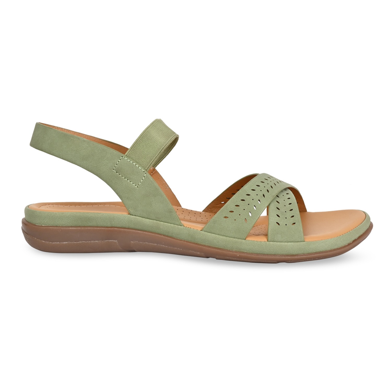 Green Women Casual Laser Cut Sandals view 2