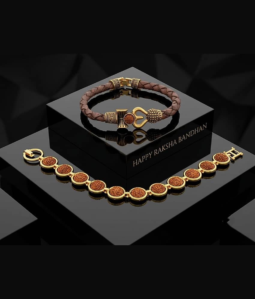 SONI DESIGNS Religious 2 Bracelet Rakhi ( Pack of 2 , Gold )