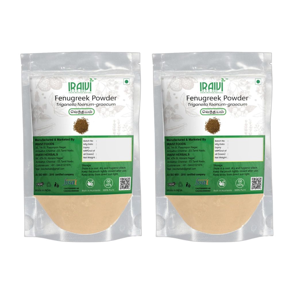 IRAIVI Premium Fenugreek Powder 200g | Methi | Vendayam | Eating & Hair Growth & Conditioning | Rich in Dietary Fiber & Protein | Culinary Spice & Wellness Aid | 100% Pure Natural Seed Powder