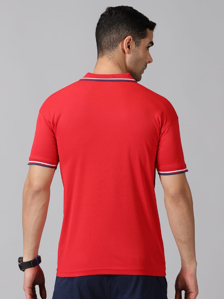 Dry-fit Red Striped Polo view 2