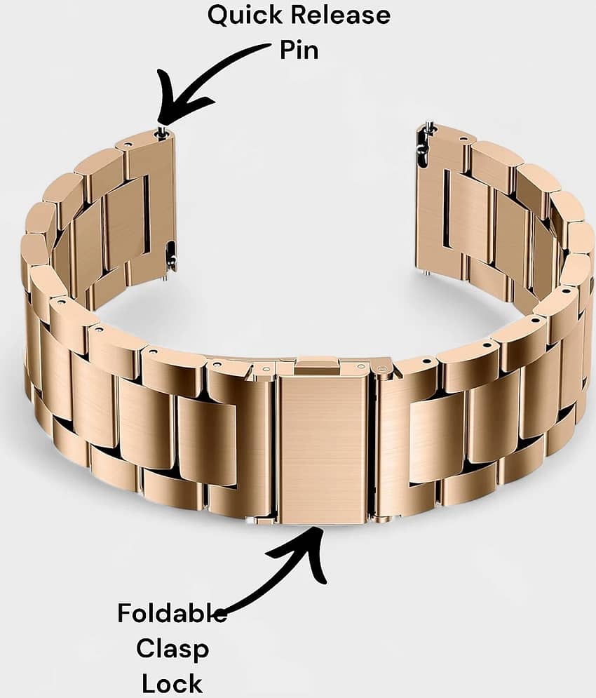 LORENZ 22 MM ROSE Gold Stainless Steel Chain Smart Watch Strap view 2