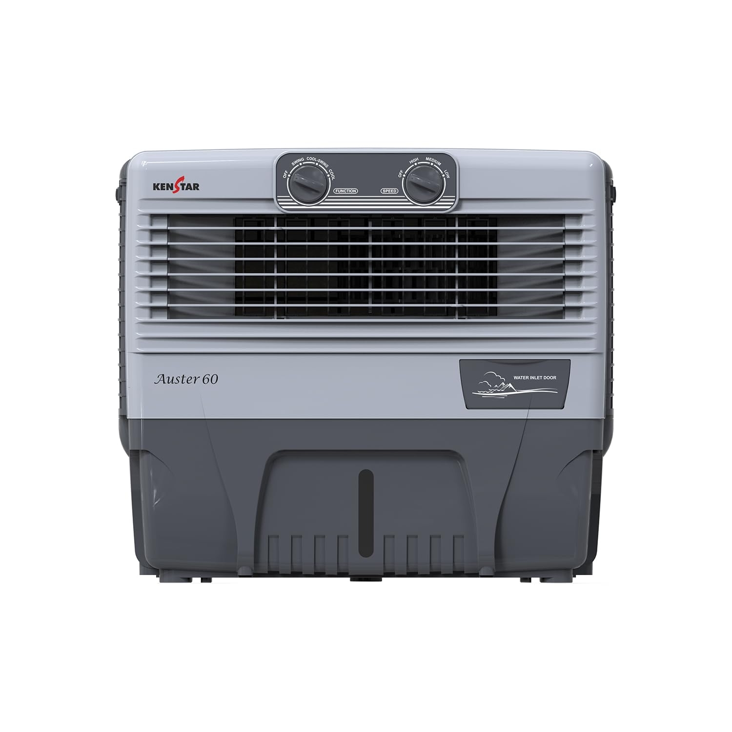 Kenstar Auster 60 Window Air Cooler for Home - Inverter Compatible, Wood Wool Cooling Pads, Collapsible Louvers (60L, 210 Watts) - Gray