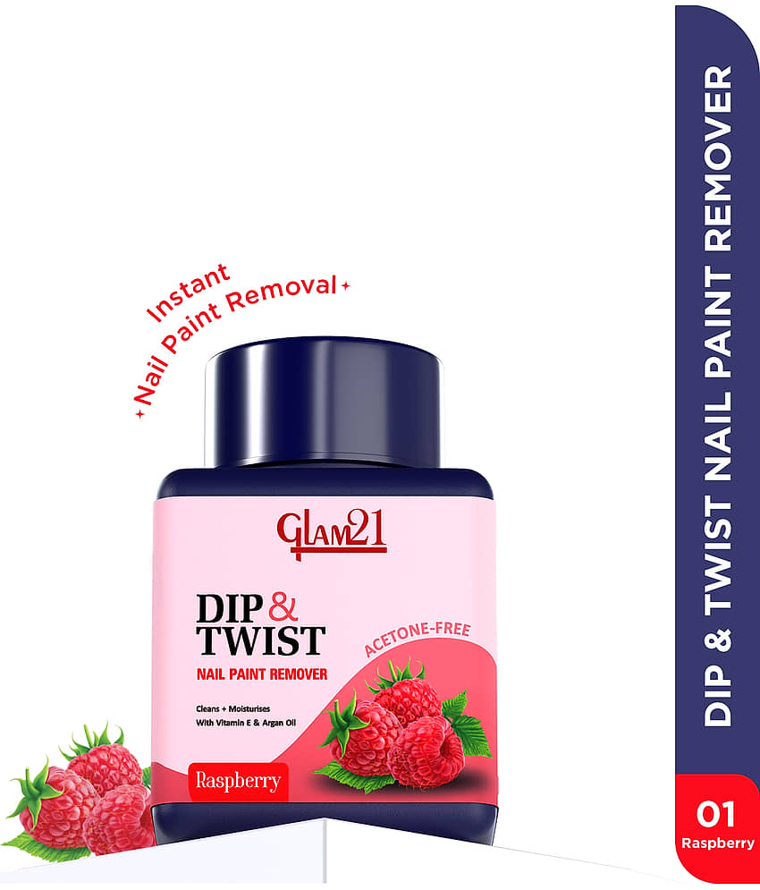 Glam21 Dip & Twist Nail Polish Remover| Enriched With Argon Oil & Vit E- Raspberry 80 Ml