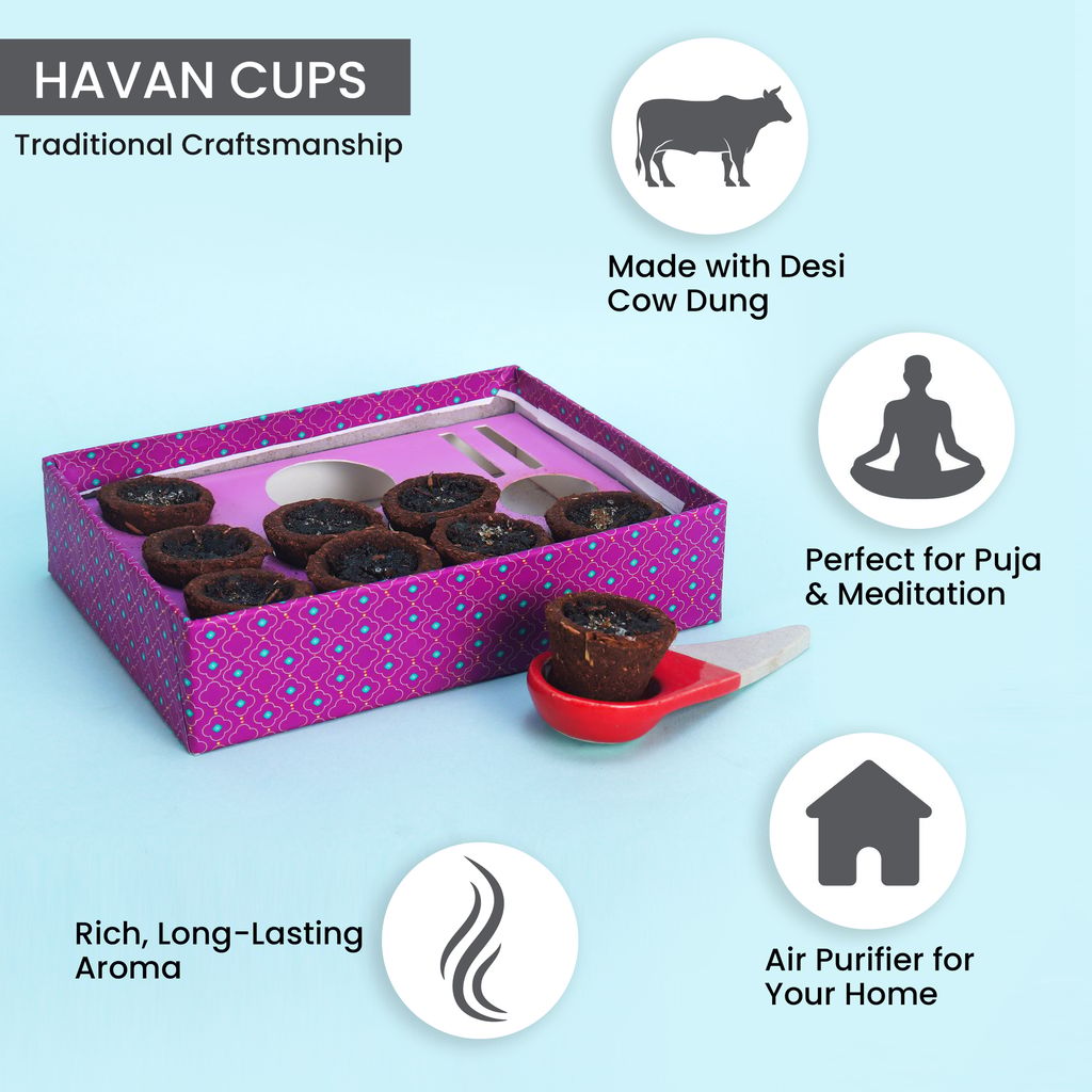 Manokamna Pure Sambrani Havan Cups – Made with Desi Cow Dung & Natural Herbs | Traditional Havan | 100% Natural Sambrani Cups – for Puja, Havan & Air Purification (Loban) view 2