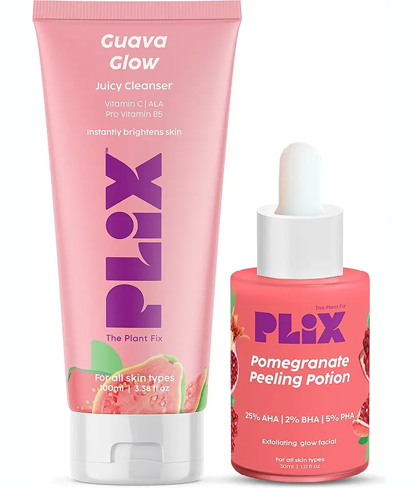 The Plant Fix Plix Vit C Guava Juicy Face Wash& 25% AHA+ 2% BHA + 5% PHA Pomegranate Peeling Potion (2 Items in the set)