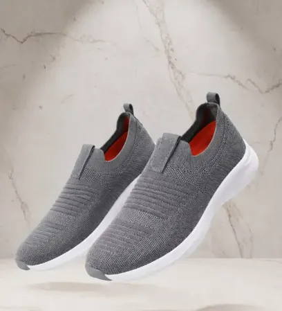 Dark Grey And Orange Unisex Knitted Eva Footwear