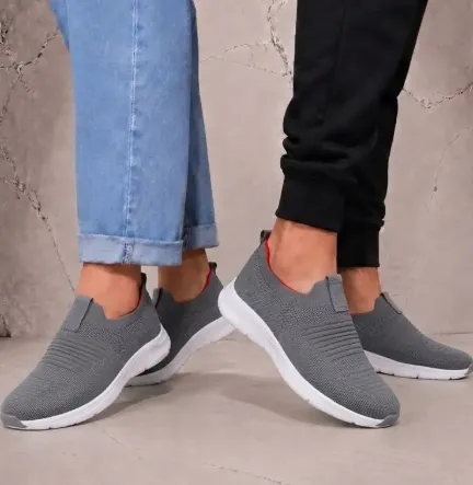 Dark Grey And Orange Unisex Knitted Eva Footwear view 2
