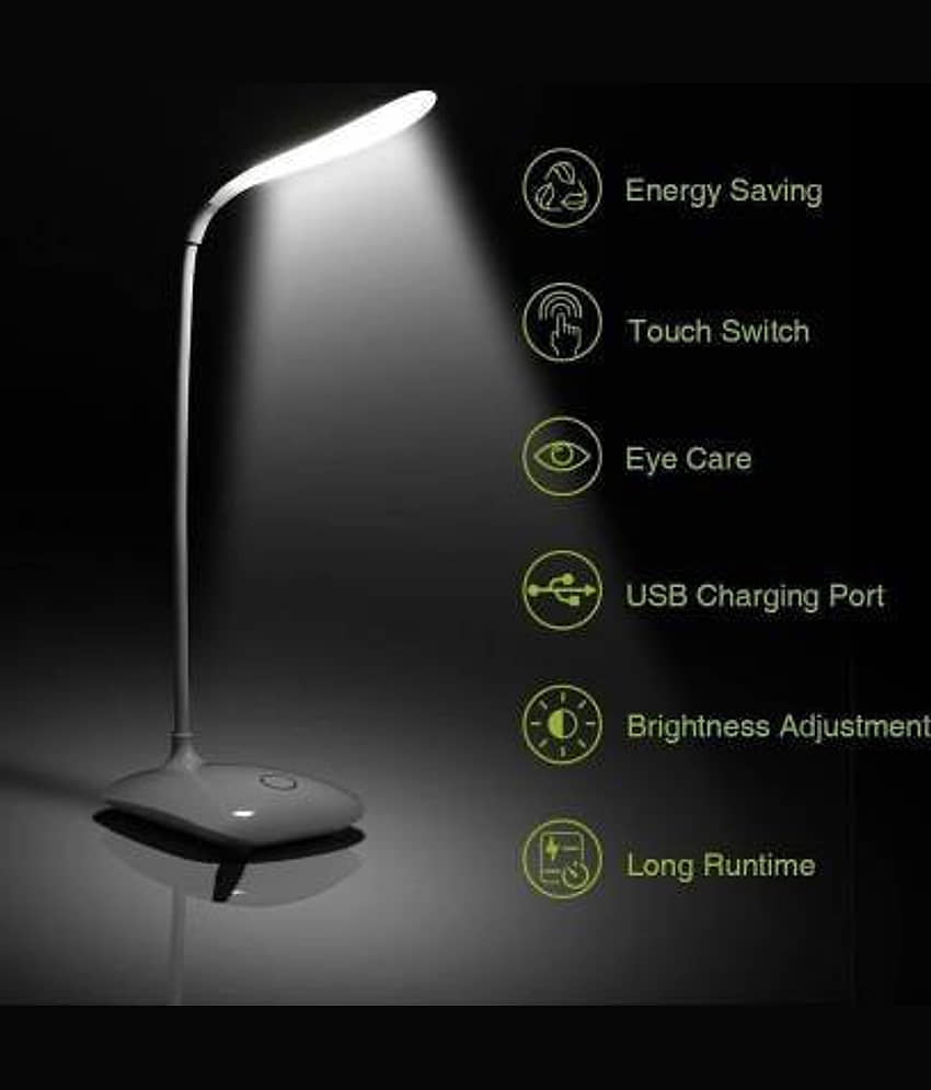 FIVANIO White Study Table Lamp ( Pack of 1 ) view 2