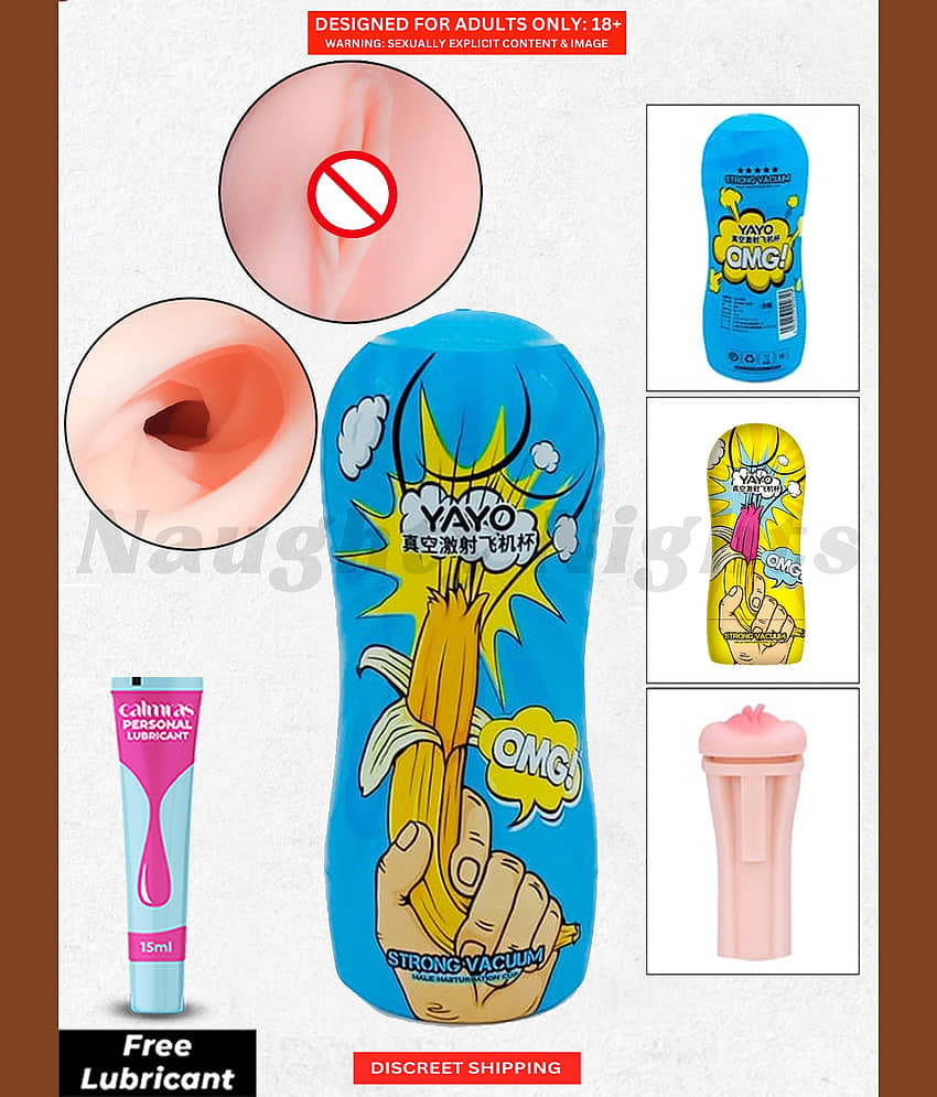 Penis Masturbator Toy- Realistic Fleshlight 6 inch Full Length Silicone Material Reusable Penis Masturbator for Boy with Free Calmras Lube