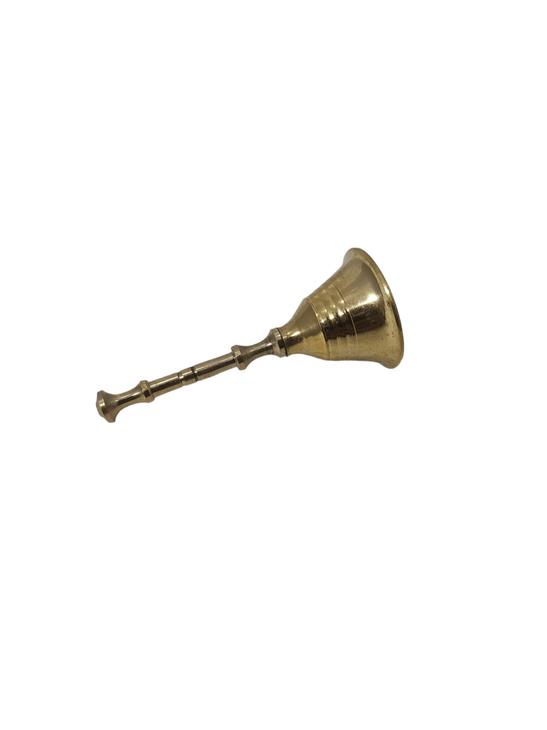 Homestyle India Brass Hand Bell for Pooja Ghanti for Mandir, Home and Office Temple Prayer Bell Ghanti for Decoration & Brass Diya Combo view 2