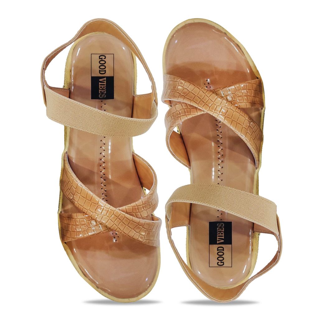 Beige Comfortable and Stylish Platform Sandal Heels | For Casual Wear, Party and Formal Wear Occasions 3 Inches Heel | For Women & Girls view 2