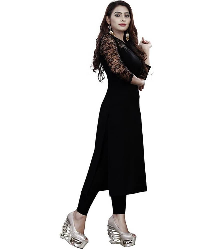Dream Beauty Fashion Black Crepe Straight Kurti view 2