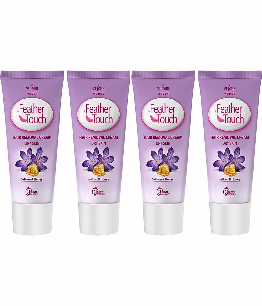 VI-JOHN Feather Touch Honey & Saffron Hair Removal Cream for Dry Skin 40g Each (160g) - Pack of 4