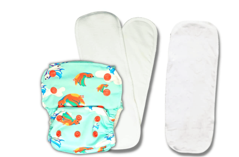 Kindermum Nano AIO Pro Cloth Diaper, Gots Certified Soft Freesize Adjustable, Washable diaper Reusable Diaper for babies 0-3 Years, with 3 organic cotton inserts (Birdie-AIO-Pro) view 2