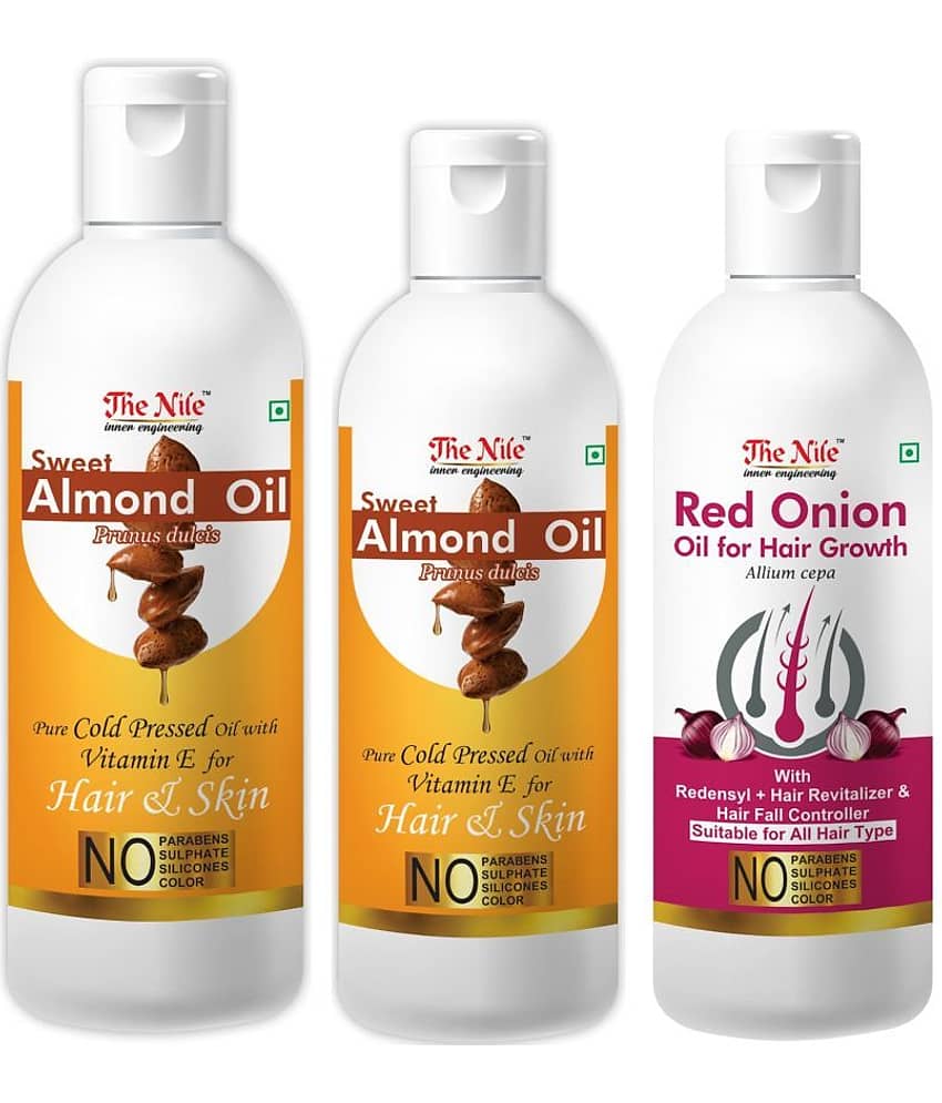 The Nile Almond Oil 150 Ml + 100 ML (250 ML) + Red Onion Oil 100 Ml 350 mL Pack of 3
