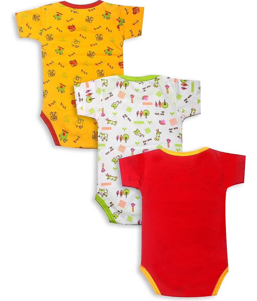 INFANT Pack of 3 Baby Boys 100% Cotton Bodysuit ( Multi Color ) view 2