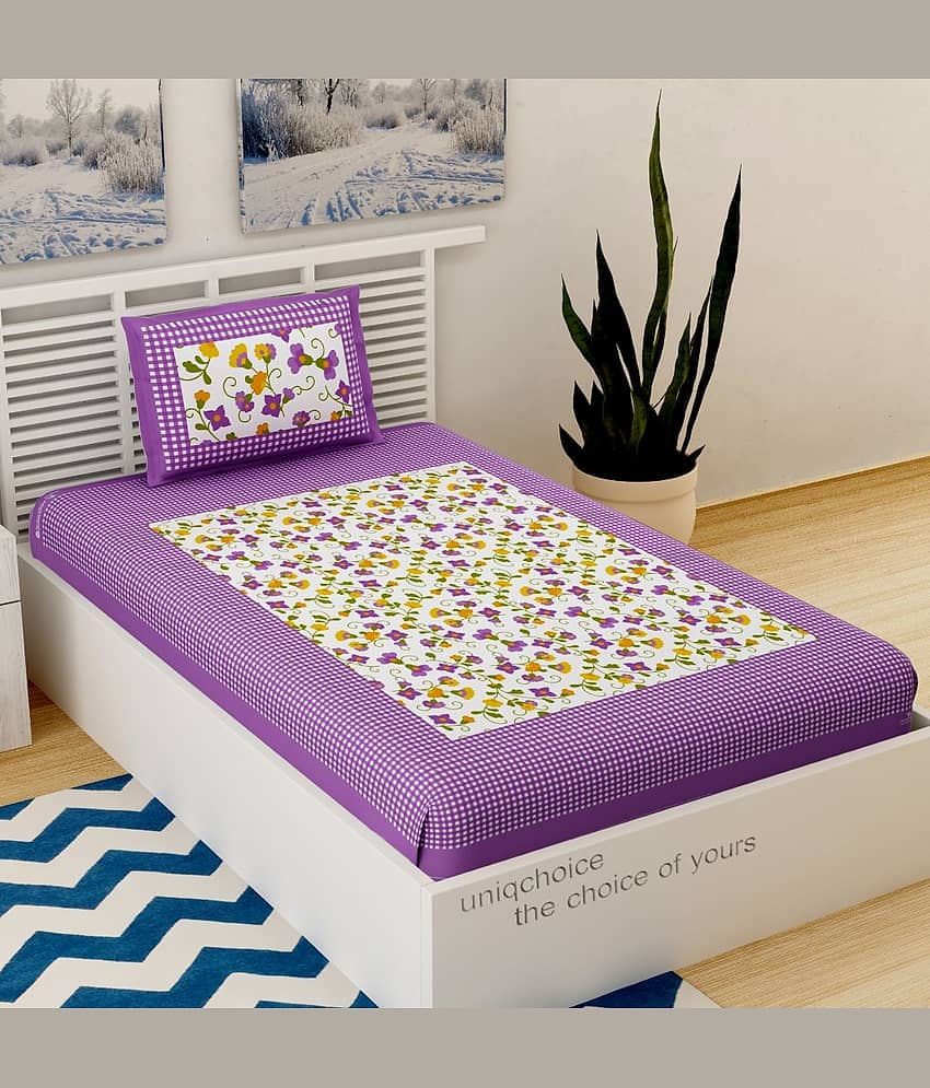 Uniqchoice Cotton Single Bedsheet ( Purple ) view 2