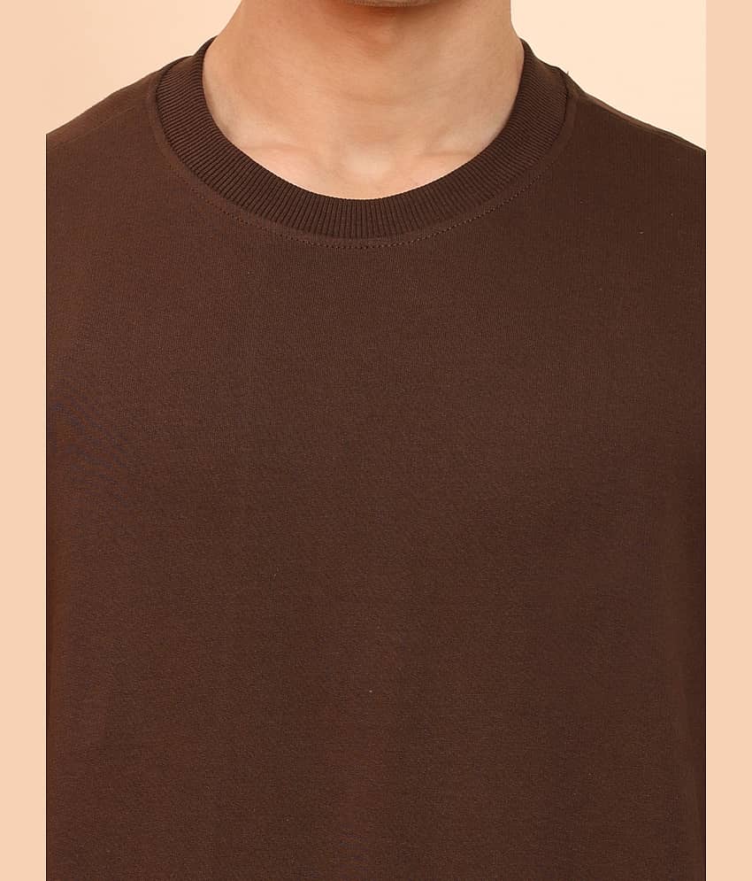 ENCIGER Men Cotton Oversized Fit Solid T-Shirt ( Orange ) view 2