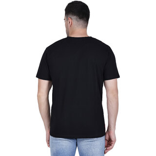 Life Dream Mens Black Embellished Cotton Blend Round Neck T-Shirt view 2