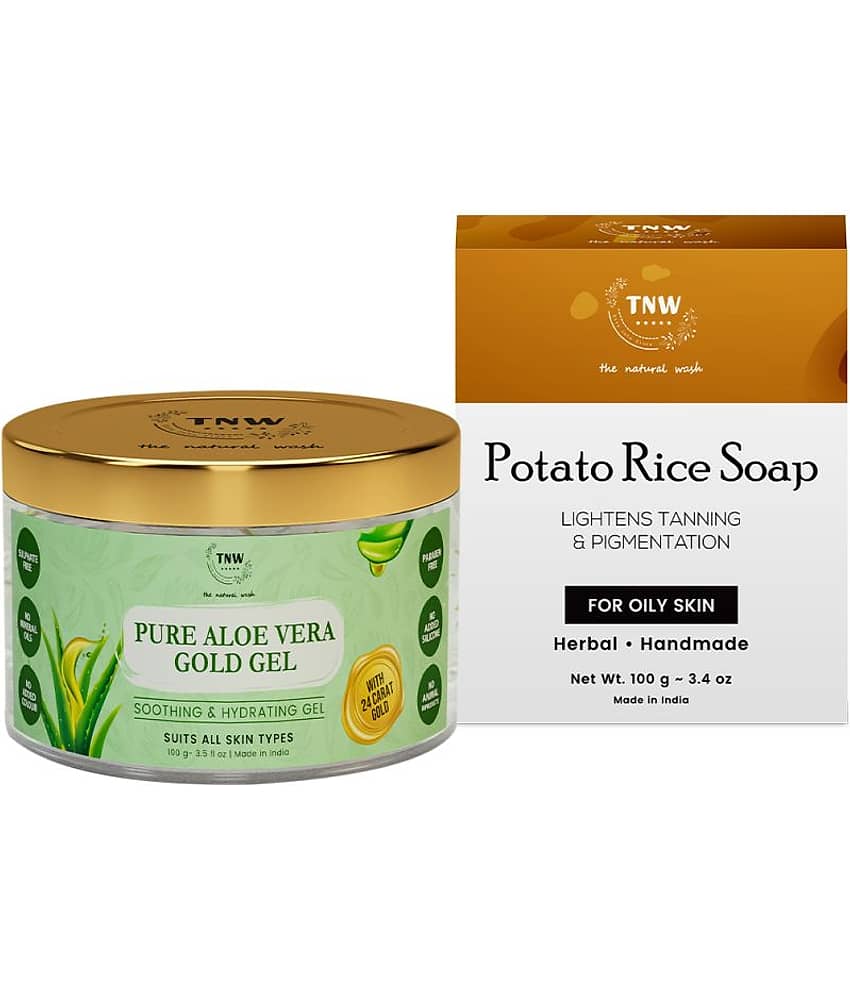 TNW - The Natural Wash Potato Rice Soap & Pure Aloe Vera Gold Gel 100GM Facial Kit g Pack of 2