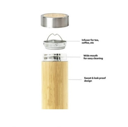 Stylish and Durable Bamboo Flask Ek1014 450 Ml view 2