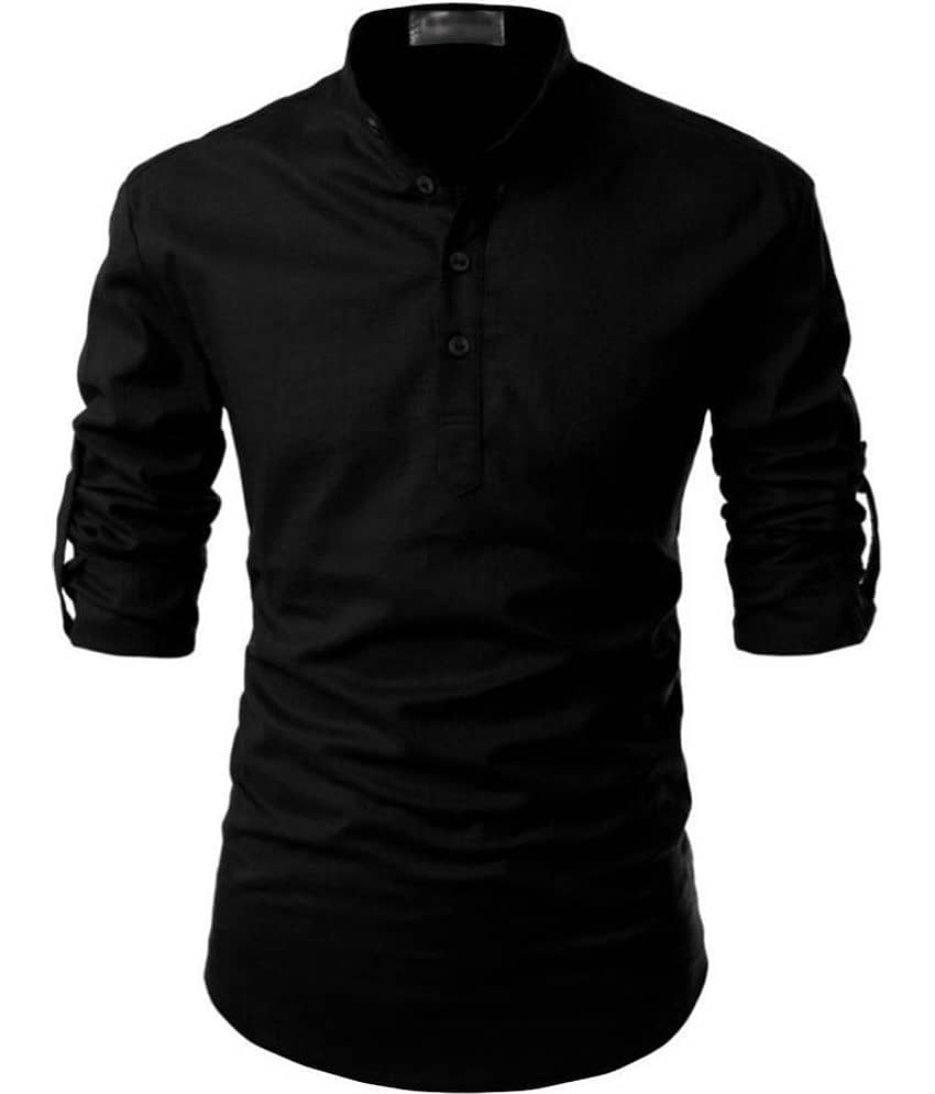 Life Roads - Black Cotton Men's Shirt Style Kurta ( Pack of 1 )