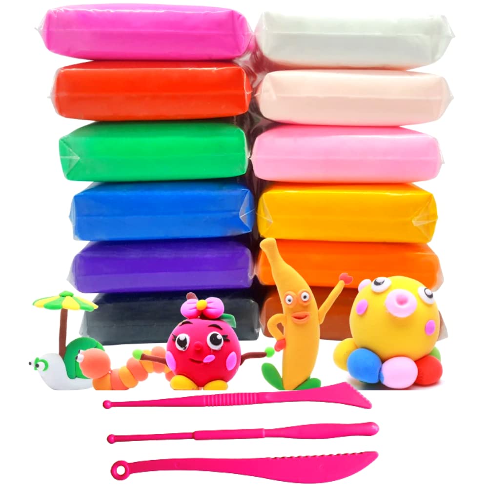 Ultra-Light Creative Art and Craft Air Dry Super Clay with Carving Molding Tools Kit for Girls and Boys | DIY Clay | 2 Packs