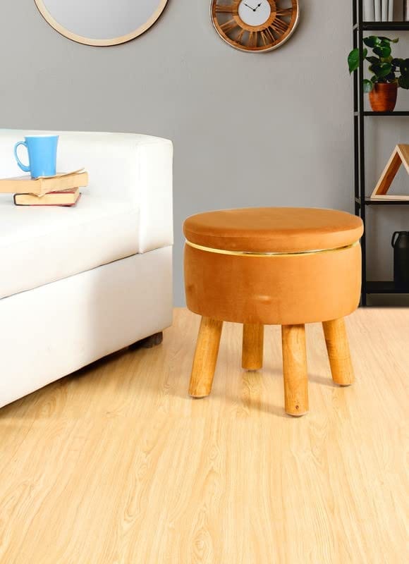 ShadowKart Ottoman Pouffes Sitting Stool for Living Room Furniture Wooden Footstools Puff Mudda Footrest Pouff for Office Home Decor, Combo view 2