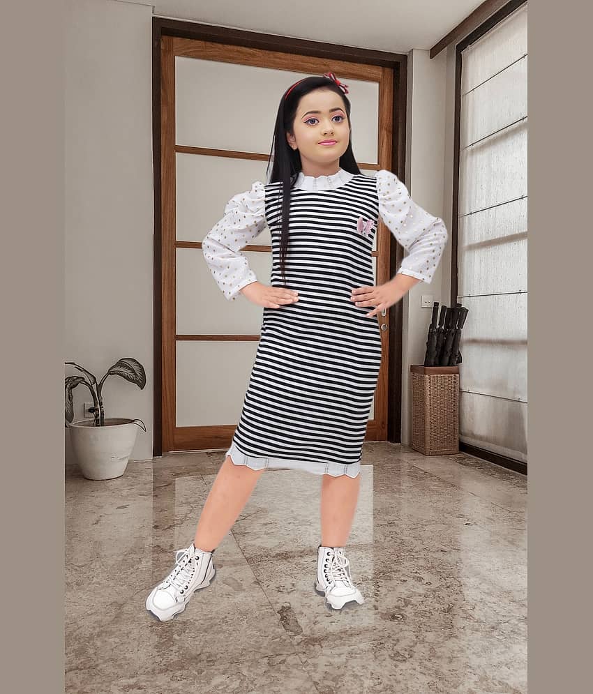 NEWSIFA Cotton Blend Bodycon Dress For Girls ( Pack of 1 , Black )