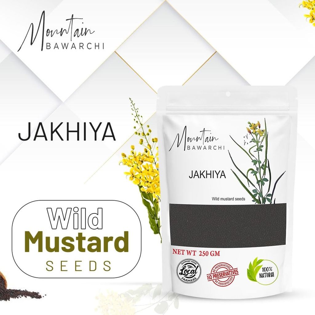 Mountain Bawarchi Jakhiya Black Mustard Seeds | Whole Rai Dana | Sarso Dana Indian Spice (250 g)