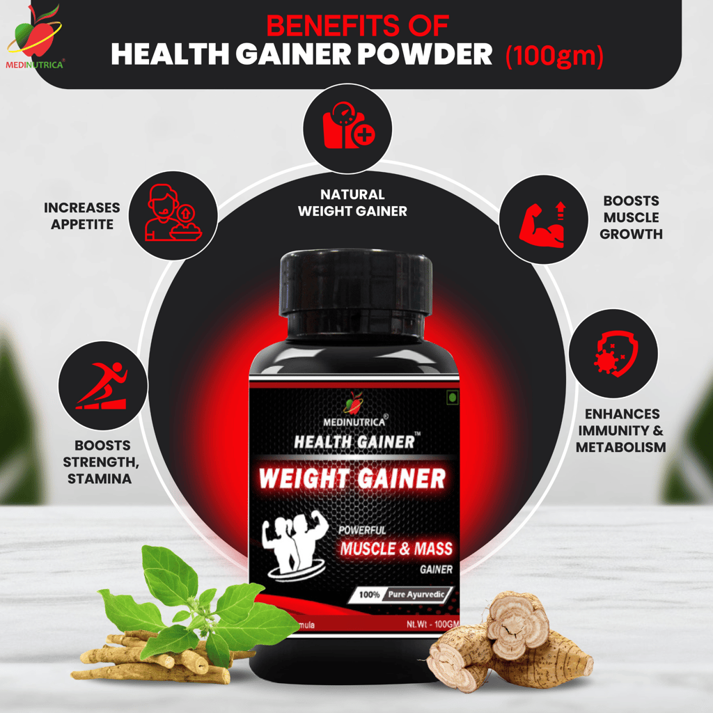 Medinutrica Ayurvedic Muscle & Mass Gainer POwder | Muscle Protein | Lean Mass Gainer | Improved Stamina & Strength| Enhanced Atheletic Performance view 2