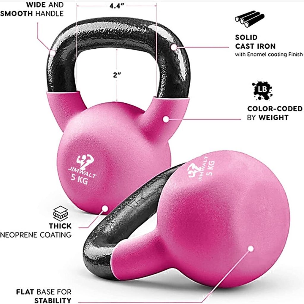 The Indian Made JIMWALT Premium Half Coated Neoprene Kettlebells (5KG) view 2