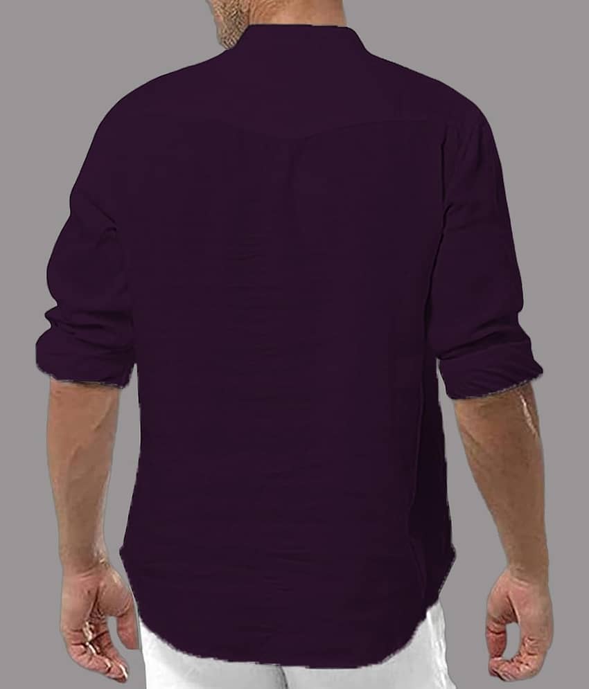 UNI VIBE Brown Cotton Blend Men's Shirt Style Kurta ( Pack of 1 ) view 2