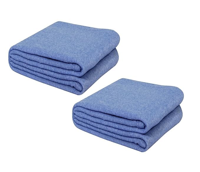 Dream Living Woolen Blanket Warm and Super Soft Single Bed Blankets for All Season (Blue, Pack of 2)