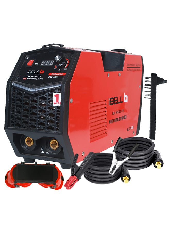 iBELL M220-78 Inverter ARC Welding Machine 220A | Multi-Metal Welder (MS, CS, SS, AL, CU, FE, ZN) | Hot Start, Anti-Stick, Arc Force | IGBT | Adjustable VRD | 1.6–4mm Electrodes